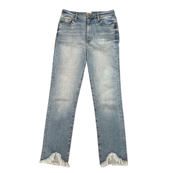 Jonathan Simkhai River High Rise Straight Leg Jeans Light Wash Frayed Hems 27 - Picture 2 of 14